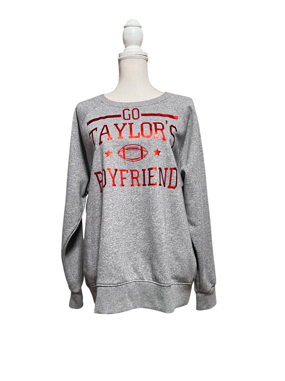 Athletic Works Gray Sweatshirt with Red Lettering Go Taylor’s Boyfriend Size XL